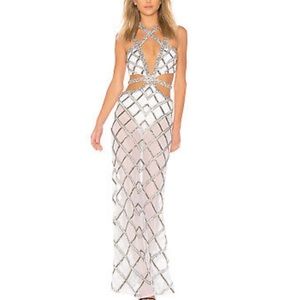 X by NBD WHITE/SEQUIN APHRODITE GOWN